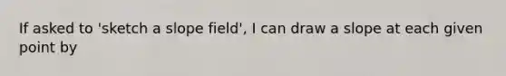 If asked to 'sketch a slope field', I can draw a slope at each given point by