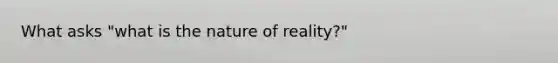 What asks "what is the nature of reality?"