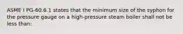 ASME I PG-60.6.1 states that the minimum size of the syphon for the pressure gauge on a high-pressure steam boiler shall not be less than: