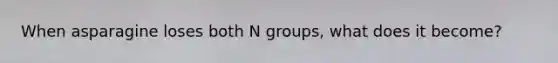 When asparagine loses both N groups, what does it become?