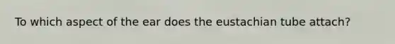 To which aspect of the ear does the eustachian tube attach?