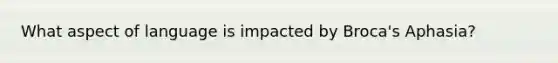 What aspect of language is impacted by Broca's Aphasia?