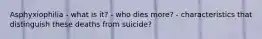 Asphyxiophilia - what is it? - who dies more? - characteristics that distinguish these deaths from suicide?