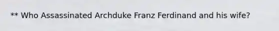 ** Who Assassinated Archduke Franz Ferdinand and his wife?