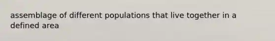 assemblage of different populations that live together in a defined area