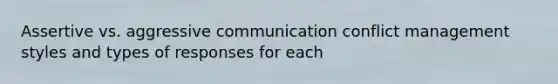 Assertive vs. aggressive communication conflict management styles and types of responses for each