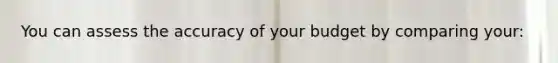 You can assess the accuracy of your budget by comparing​ your: