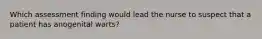 Which assessment finding would lead the nurse to suspect that a patient has anogenital warts?