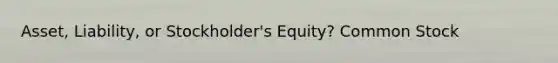 Asset, Liability, or Stockholder's Equity? Common Stock