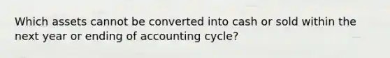 Which assets cannot be converted into cash or sold within the next year or ending of accounting cycle?