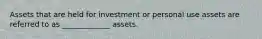 Assets that are held for investment or personal use assets are referred to as _____________ assets.