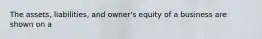 The assets, liabilities, and owner's equity of a business are shown on a