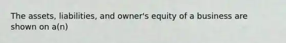 The assets, liabilities, and owner's equity of a business are shown on a(n)