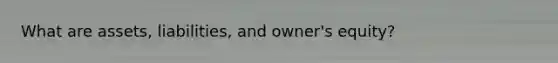 What are assets, liabilities, and owner's equity?