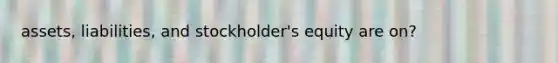 assets, liabilities, and stockholder's equity are on?