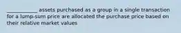 ____________ assets purchased as a group in a single transaction for a lump-sum price are allocated the purchase price based on their relative market values