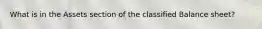 What is in the Assets section of the classified Balance sheet?