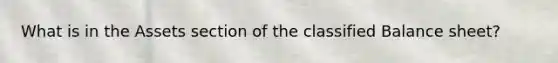 What is in the Assets section of the classified Balance sheet?