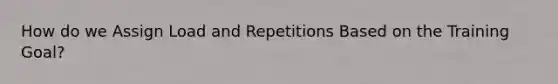 How do we Assign Load and Repetitions Based on the Training Goal?