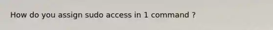 How do you assign sudo access in 1 command ?