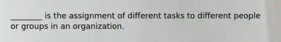 ________ is the assignment of different tasks to different people or groups in an organization.