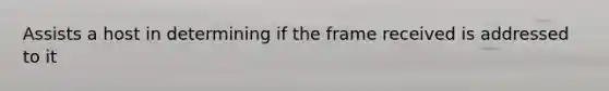 Assists a host in determining if the frame received is addressed to it