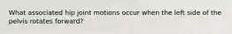 What associated hip joint motions occur when the left side of the pelvis rotates forward?