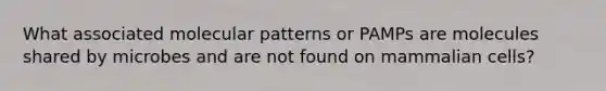 What associated molecular patterns or PAMPs are molecules shared by microbes and are not found on mammalian cells?