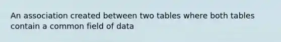 An association created between two tables where both tables contain a common field of data