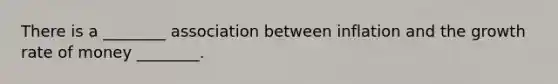 There is a ________ association between inflation and the growth rate of money ________.