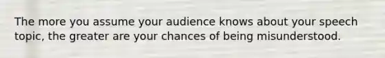 The more you assume your audience knows about your speech topic, the greater are your chances of being misunderstood.