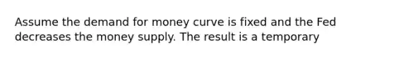 Assume the demand for money curve is fixed and the Fed decreases the money supply. The result is a temporary