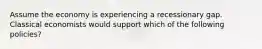 Assume the economy is experiencing a recessionary gap. Classical economists would support which of the following policies?