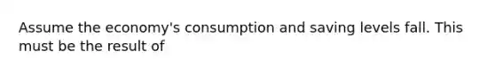 Assume the economy's consumption and saving levels fall. This must be the result of