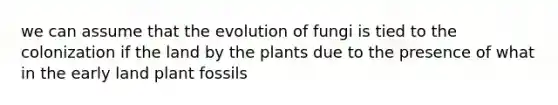 we can assume that the evolution of fungi is tied to the colonization if the land by the plants due to the presence of what in the early land plant fossils