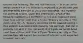 Assume the following: The real risk-free rate, r*, is expected to remain constant at 3%. Inflation is expected to be 3% next year and then to be constant at 2% a year thereafter. The maturity risk premium is zero. Given this information, which of the following statements is CORRECT? a. A 5-year corporate bond must have a lower yield than a 5-year Treasury security. b. The yield curve for U.S. Treasury securities will be upward sloping. c. This problem assumed a zero maturity risk premium, but that is probably not valid in the real world. d. A 5-year corporate bond must have a lower yield than a 7-year Treasury security. e. The real risk-free rate cannot be constant if inflation is not expected to remain constant.