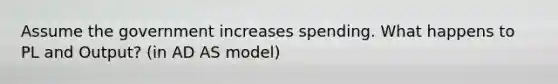 Assume the government increases spending. What happens to PL and Output? (in AD AS model)