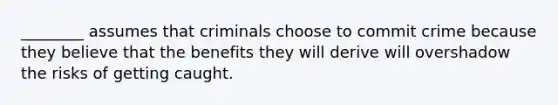 ________ assumes that criminals choose to commit crime because they believe that the benefits they will derive will overshadow the risks of getting caught.