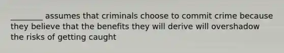 ________ assumes that criminals choose to commit crime because they believe that the benefits they will derive will overshadow the risks of getting caught