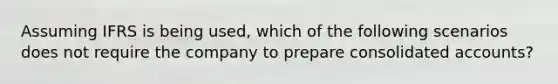 Assuming IFRS is being used, which of the following scenarios does not require the company to prepare consolidated accounts?