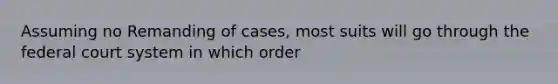 Assuming no Remanding of cases, most suits will go through the federal court system in which order