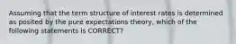 Assuming that the term structure of interest rates is determined as posited by the pure expectations theory, which of the following statements is CORRECT?