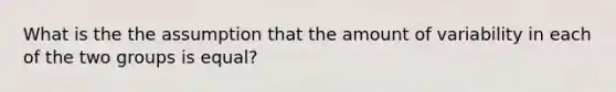 What is the the assumption that the amount of variability in each of the two groups is equal?
