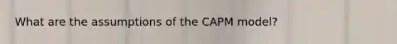 What are the assumptions of the CAPM model?