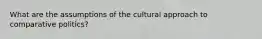 What are the assumptions of the cultural approach to comparative politics?