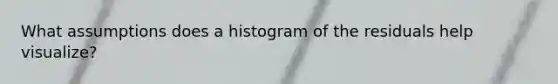 What assumptions does a histogram of the residuals help visualize?