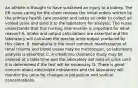 An athlete is thought to have sustained an injury to a kidney. The ER nurse caring for the client reviews the initial orders written by the primary health care provider and notes an order to collect all voided urine and send it to the laboratory for analysis. The nurse understands that this nursing intervention is important for what reason? A. Intake and output calculations are essential and the laboratory will calculate the precise urine output produced by this client. B. Hematuria is the most common manifestation of renal trauma and blood losses may be microscopic, so laboratory analysis is essential. C. A creatinine clearance study may be ordered at a later time and the laboratory will hold all urine until it is determined if the test will be necessary. D. There is great concern about electrolyte imbalances and the laboratory will monitor the urine for changes in potassium and sodium concentrations.