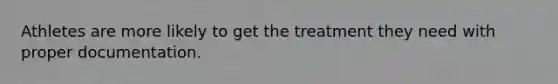 Athletes are more likely to get the treatment they need with proper documentation.