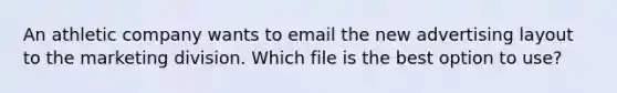 An athletic company wants to email the new advertising layout to the marketing division. Which file is the best option to use?