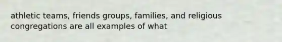 athletic teams, friends groups, families, and religious congregations are all examples of what